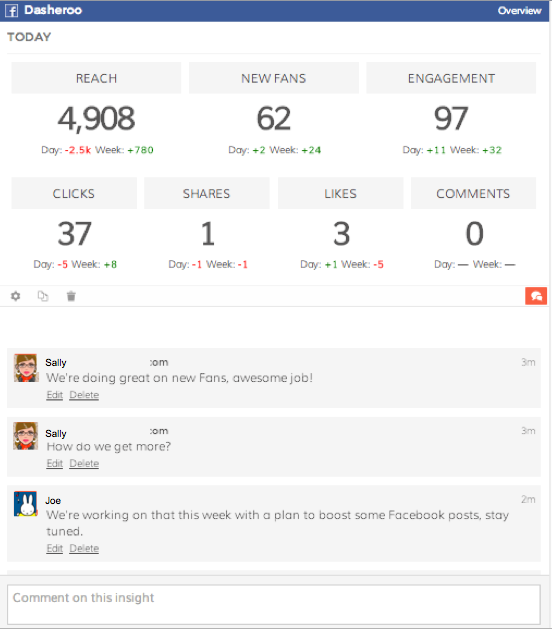 Add comments on each Insight so that your teammates know what's going on.