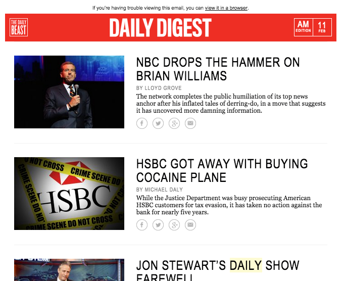 The new Daily Beast Daily Digest, AM edition.