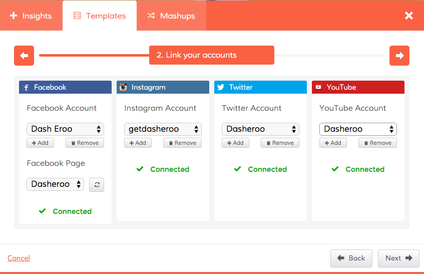 Dasheroo's Social Media Marketing dashboard template