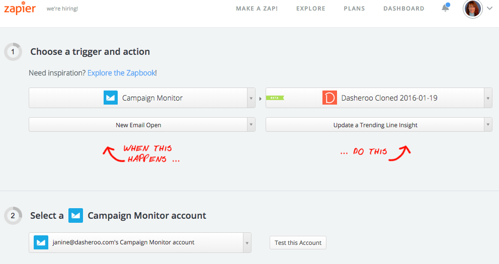 Zapier Dasheroo integration