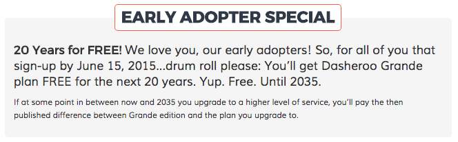 image of Dasheroo's pricing offer