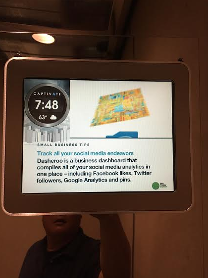 Dasheroo featured on USA Today on an elevator screen!