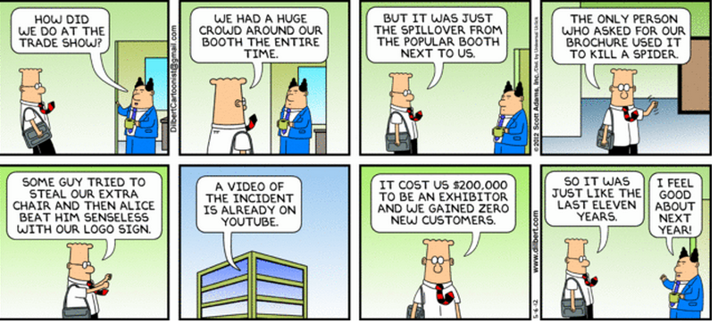 Dilbert for Dasheroo's tracking a KPI for an expensive event.