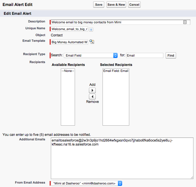Salesforce welcome email