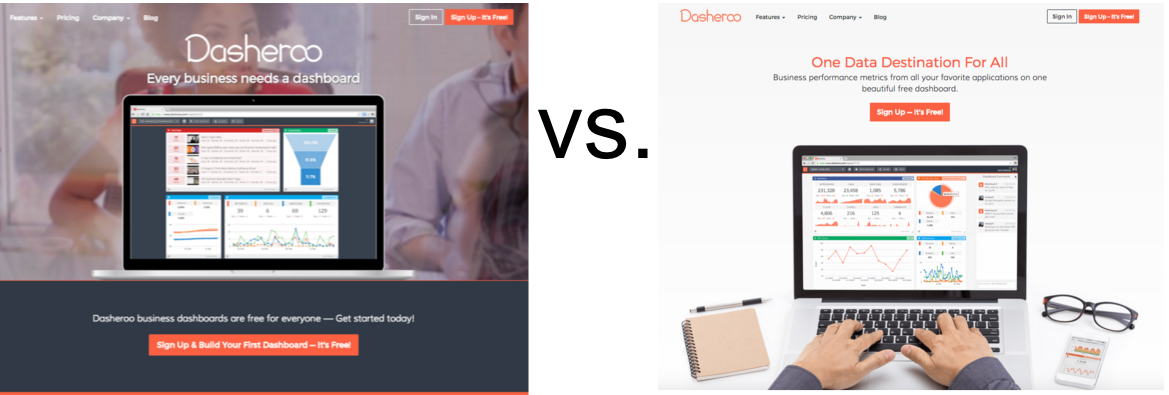 Dasheroo home page test - dashboards