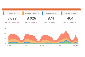 Displays the different sources of traffic and number of visits from each.