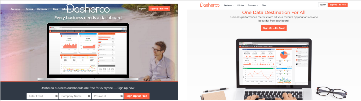 Control on the left and the new site on the right